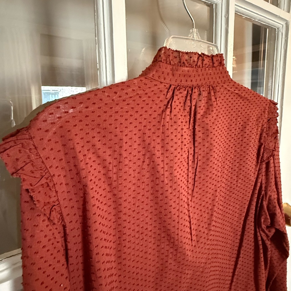 J. Crew Brown Ruffled Blouse - Picture 7 of 11